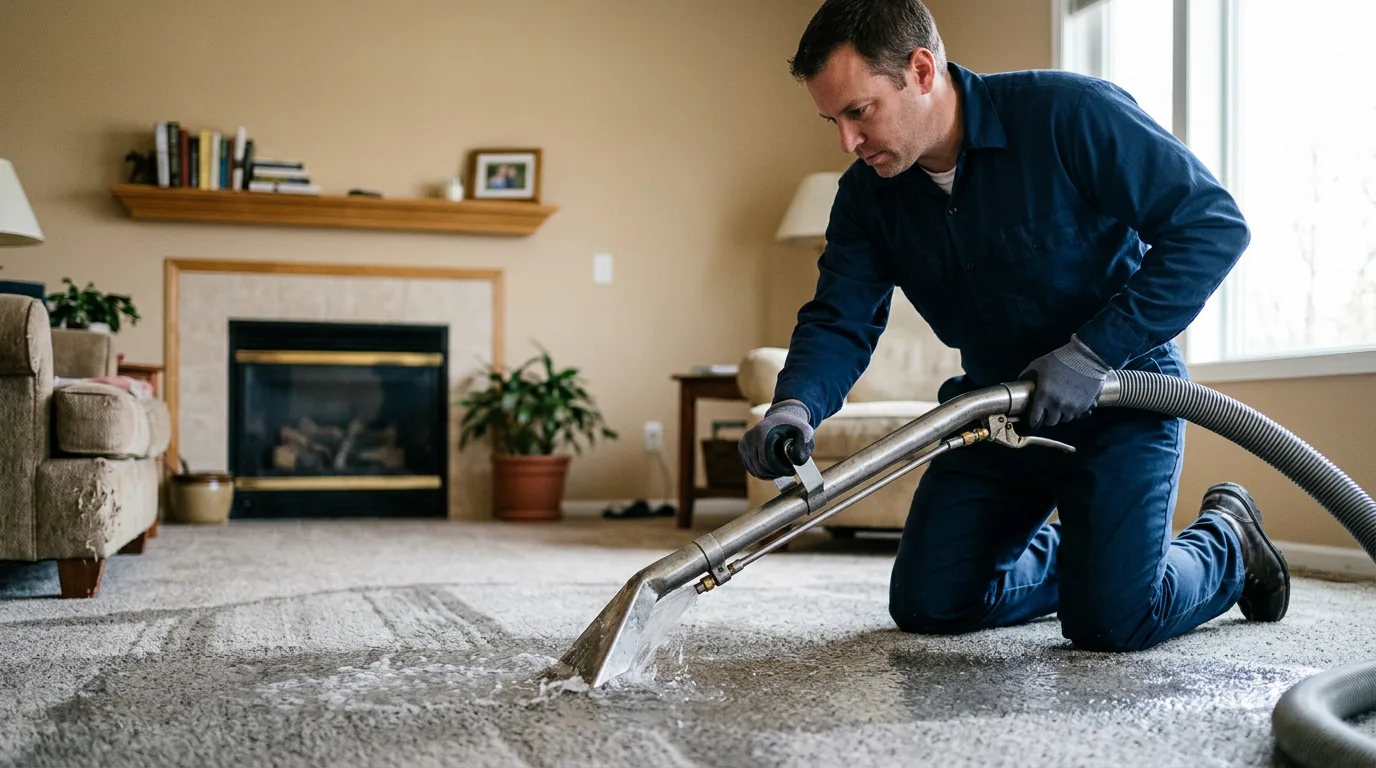 Water damage restoration technician working near Kilauea, HI